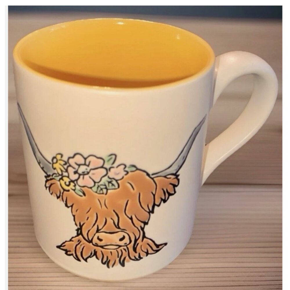 Highland Cow Mug Floral Embossed Spectrum Designz Cup